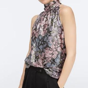 J. Crew Collection shimmering tie-neck top